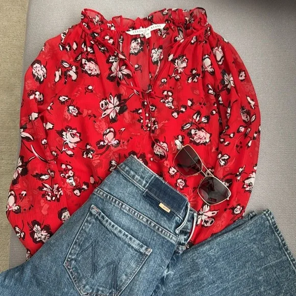 VERONICA BEARD Floral Silk Top, Size 6 - Picture 10 of 16